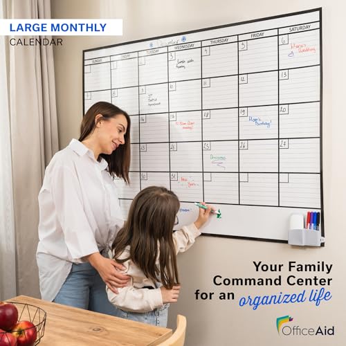 (2 PK) Large Dry Erase Calendar for Wall 36x48, Big Classroom Giant Month, Undated Reusable Family Monthly, Rolled Whiteboard White Board, Calendar Dry Erase Planner for Wall Erasable Office 48x36