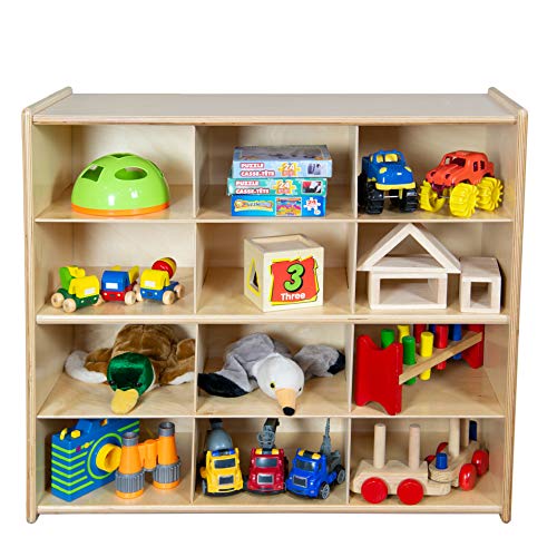 Contender - C16129 Birch 12 Cubby Storage Unit, Kids Toy and Books Organizer for Kindergarten, Homeschool, Daycare, Nursery, Preschool [Greengaurd Gold Certified]