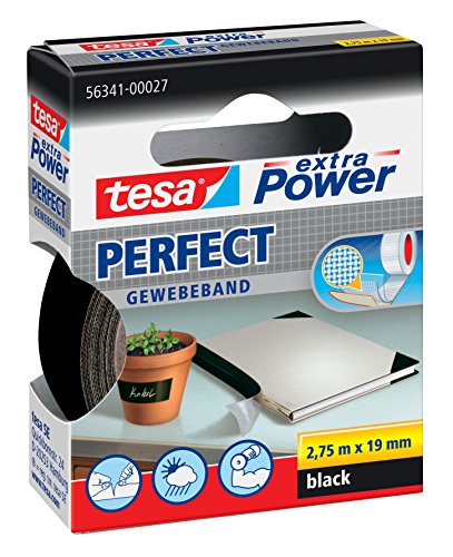 tesa Extra Power Fabric Tape (Black, 5 Packs)