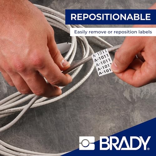 Brady Authentic (M4C-240-498) Repositionable Multi-Purpose Vinyl Cloth Labels 0.24" W x 16' L Black on White. for use with The BMP41, BMP51, and M511 Label Printers