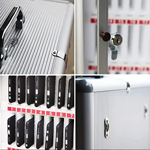 Aluminum Alloy Pocket Chart Cell Phones Storage Cabinet for Cell Phones,Wall-Mounted with A Locked,Can Be Carried by Hand for Office Classroom Factory (Color : Silver, Size : 48)