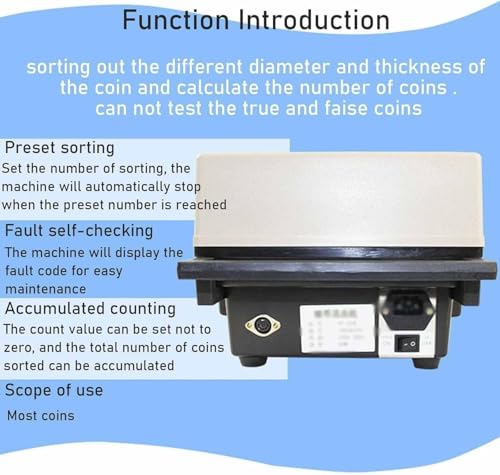 GTANND Coin Counter Machine, Coin Counter and Sorter, Electronic Coin Counter Sorter with Control Panel,2000/3000 Coins Hopper Capacity, 1200 Coins/Minute Speed CS200