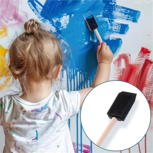 Foam Paintbrushes 200 PCS Foam Paint Brushes, Sponge for Varnishes, Reusable with Wood Handles