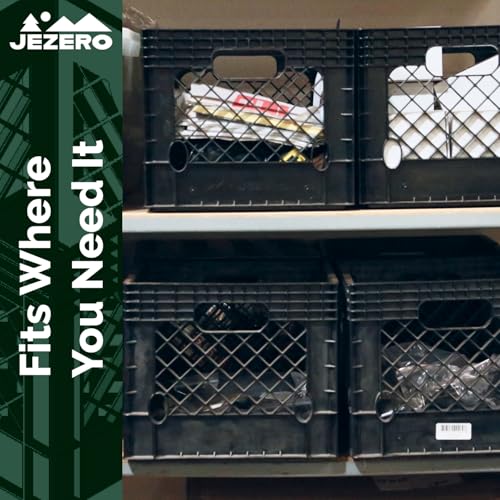 JEZERO 16 Quart Heavy Duty Plastic Crate | Stackable Multi-Purpose Storage Bin for Garage, Home, Office, Groceries, Outdoor, Camping & Kayaking | Black Utility Tote, 13" x 13" x 11"
