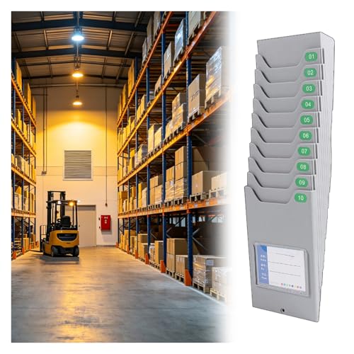 Wall-Mounted Rack Card Holder, Time Card Racks Expandable System, for Classifying and Storing Cards Factories Offices(5-Slot)