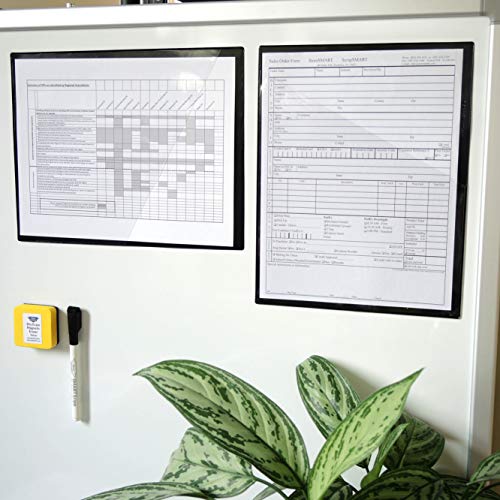 StoreSMART Slash File Jackets - 8 1/2" x 11" - Open Short - Magnetic Back - Clear Front & Solid Black Back - 50-Pack - SFJ111-PQBKM-50