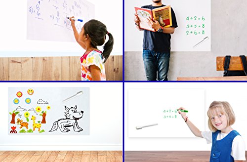 Dry Erase Board with Adhesive Back - White Board Dry Erase Vinyl Wall Decals-Stain Resistant & Portable Dry Erase White Board Magnetic Receptive,for Notes & Memos for Kitchen Home & Office(2 ft x 6ft)