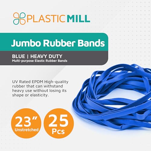 PlasticMill 23 in Jumbo Rubber Band, UV Rated, Blue, 25 Pack