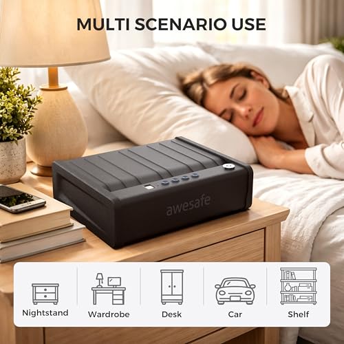 awesafe Biometric Gun Safe, Pistol Safe with Fingerprint Digital PIN Key