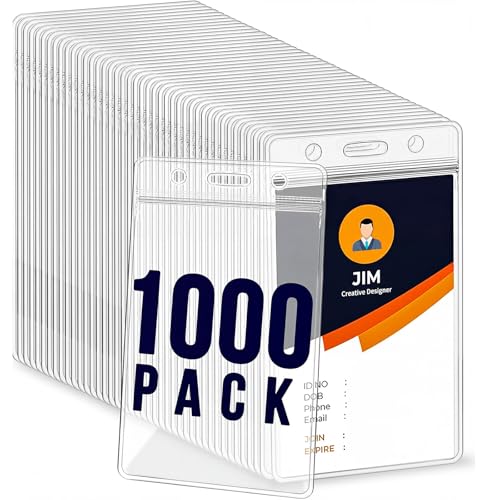1000 Pack Extra Thick Name Badge Holder Resealable Plastic Easy Access Swipe Card Holders 2.5X 3.5in for Office Driver's Licenses & Passes