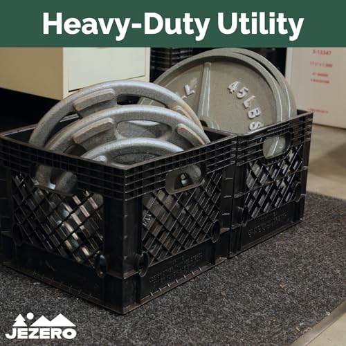 JEZERO Heavy-Duty Commercial Utility Crate | Made from Durable Recyclable HDPE | Impact-Resistant Storage Crate for Heavy Loads | 13" x 13" x 11", 16 Quart, 5-Pack