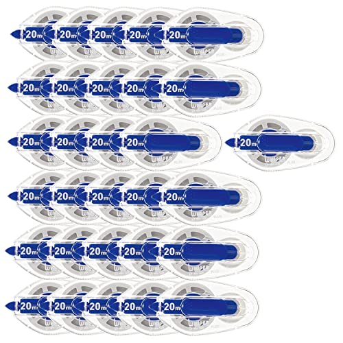 Plus WH-1405 Correction Tape, Whiter, LT 0.2 inch (5 mm) Width x 65.6 ft (20 m), 30 Pieces, Easy to Use, Blue