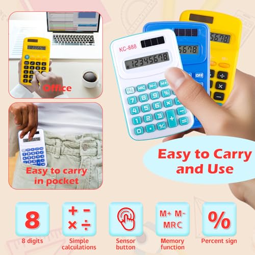 CACASO 48 Pcs Pocket Calculator, Pocket Size Basic Calculators, 3 Styles