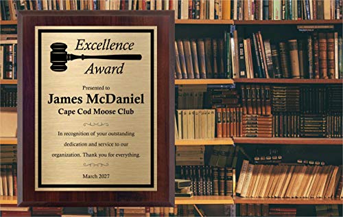 Custom Plaque with Gavel - Choose Your Title and Size. Personalized Award with Text - Customize Now! (8x10)