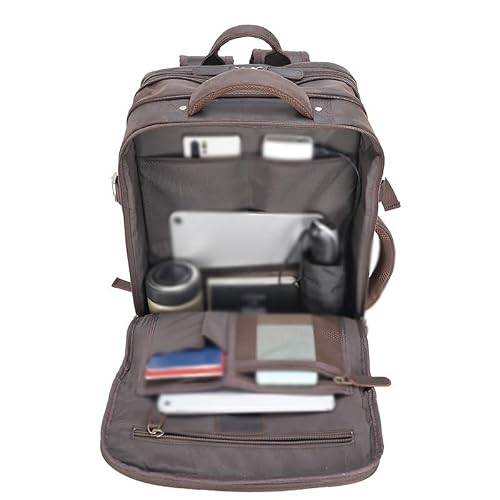MVNOIRE Full Grain Leather Backpack for Men Laptop Bag Business Work Hiking Daypack