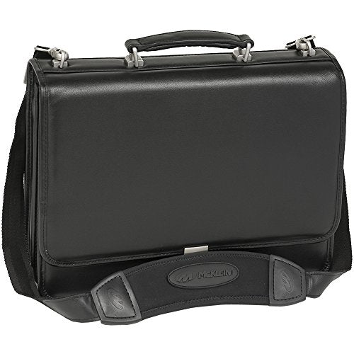 McKlein, I Series, RIVER NORTH, Full Grain Cashmere Napa Leather, 15" Leather Triple Compartment Laptop Briefcase, Black (43555)
