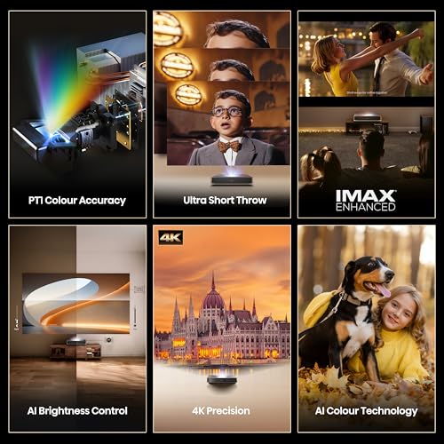 Hisense PT1 Ultra Short Throw Triple Laser Projector, 4K UHD, Google TV, 80'' - 150'', 2500 Lumens, 3000:1 Contrast, IMAX Enhanced, Dolby Vision & Atmos, 3D, 240 High Refresh Rate