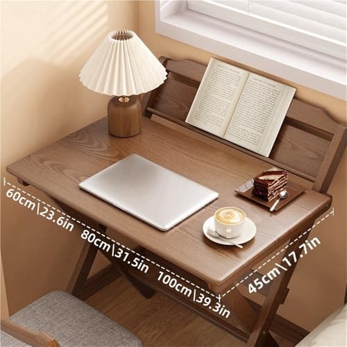 Solid Wood Folding Desk, Small Desk for Bedroom, Fold Small Desk, Computer Desk for Home Office, Simple Study Makeup Workstation, Wooden Study Office Desk Table for Small Spaces(Natural,80cm .5in)