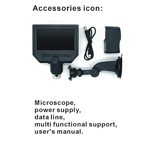 Microscope Accessories Kit G600 600x 4.3 inch Digital Electronic Microscope for Phone PCB Repair 8 LED LCD Magnifying Motherboard Parts Microscope Slides