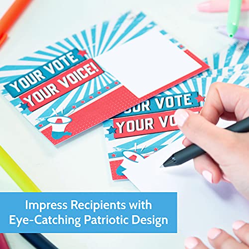 T MARIE 400 Bulk Voter Postcards 4x6-4 Vibrant Designs, Blank Back for Personalized Messages, Smear-Resistant Uncoated Cardstock, Spark Change and Encourage Voting in Your State