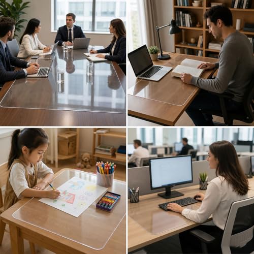 Clear Desk Pad Blotter on Top of Desks 27.6x59.1in, 1mm