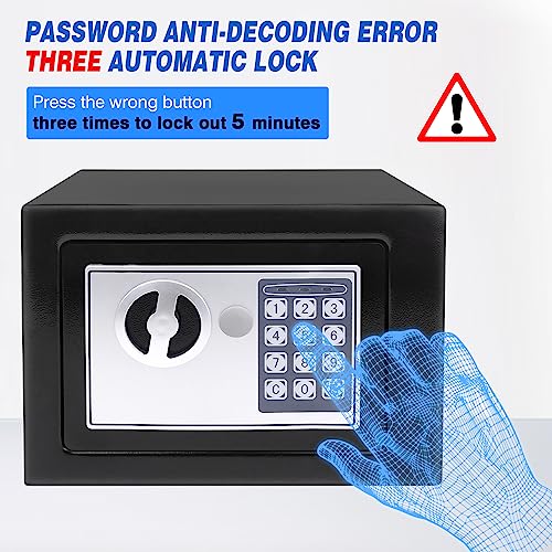 TBLOTYD Home Safe Safe Box Home Safe Fireproof Waterproof Money Box with Digital Pin Code and 2 Manual Key, for Home Hotel Office/Black/4.6L ，Black-4.6L