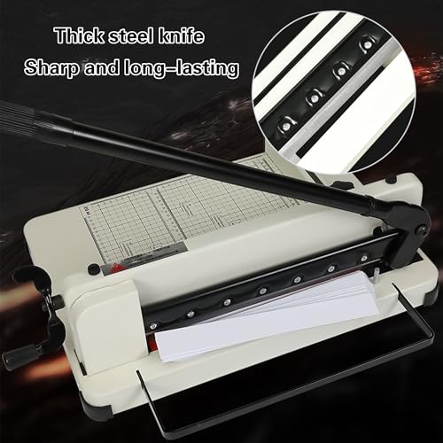 12 Inch Heavy Duty Guillotine Paper Cutter - 400 Sheet Capacity, Precision Blade & Positioning Ruler for A4 Paper/Leather/Fabric, Ideal for Offices & Print Shops Black