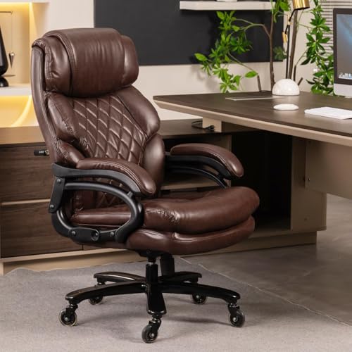 Qusaphy Big and Tall Office Chair for Heavy People, Executive Office Chair, 360 Swivel, Heavy Duty Casters