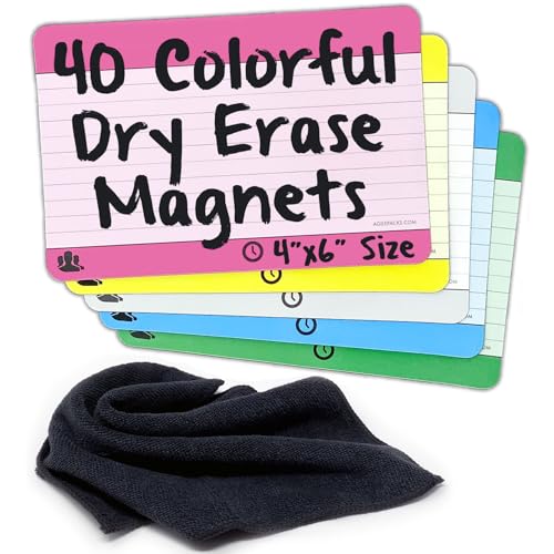 Dry Erase Magnet Kit by AgilePacks for Kanban Board, Agile, Scrum, | 4x6 Reusable Planning Cards Plus Magnetic Microfiber Eraser Cloth - Colors Pro Kit