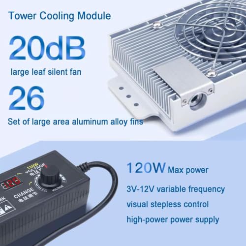 DOJBK Laptop Stand with Cooler, Foldable Laptop Holder, Aluminium Alloy Tablet Holder for Desk, Wind Speed and Angle Adjustable, for 12.9-15.6in Tablets and Metal-Back Laptops