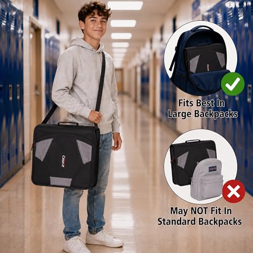 Case-it School Zipper Binder | 4-Inch D-Rings | 800-Sheet | D-186 Jet Black