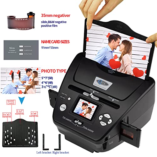 Digital Film Scanner, High Resolution 16MP with 2.4" LCD, 4 in 1 Converts 35mm/135 Slides & Negatives, Photo, Name Card to Digital Files, Black