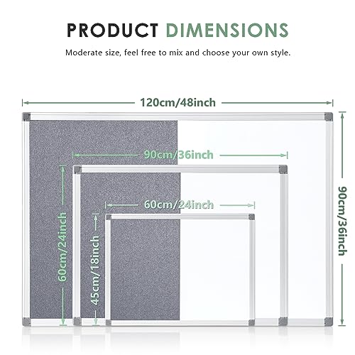 SWANCROWN Bulletin Board White Board Combo, 24 x 18 in, Aluminum Frame