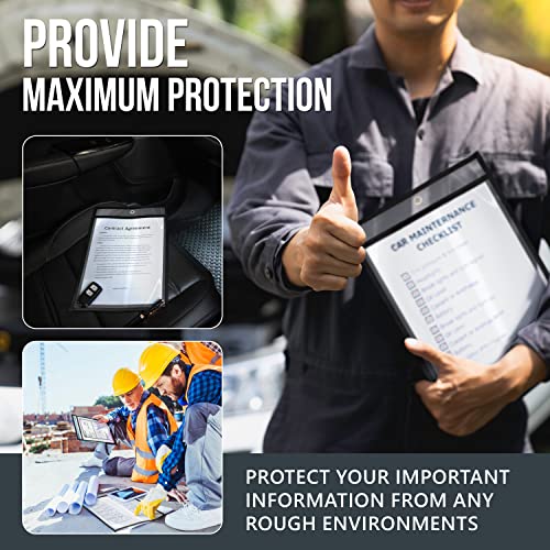 50 Pack Job Ticket Holders 9x12 Heavy Duty - Automotive Work Order Plastic Sleeves - Clear Shop Ticket Holders - Repair Order Sleeves - Plastic Sleeve for Paper - Dry Erase Pockets - Work Order Folder