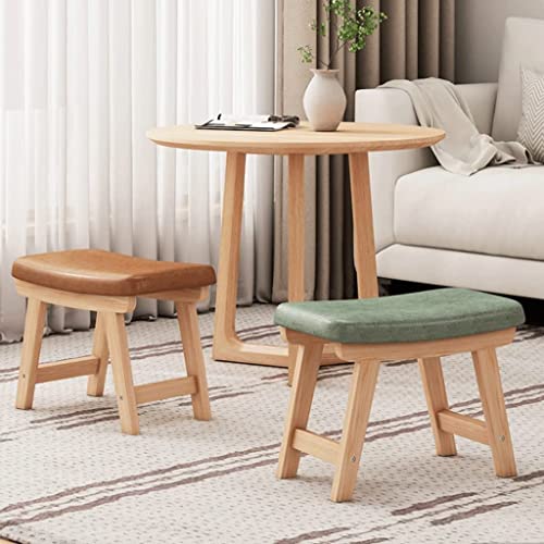 XYIANG Low Stool Modern Comfortable Footrest, Solid Wood Foot Rest, Upholstered Seat, Side Table Foot Stool, Minimalist Green Footstool Stable