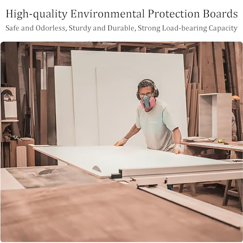 ntumLeap Modern Computer Desk for Home Office with Drawers Multipurpose Wood Workstation Study Table Easy Zero Assembly 39.5" L * 19.5" W * 29" H Natural Finish with Baffle.,White-31.5