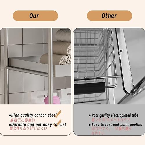 Rolling Storage Cart, 3 Tier Storage Drawer Carts, carbon steel Multipurpose Mobile Rolling Utility Cart, with Storage Drawer Utility Cart Storage for Home Office