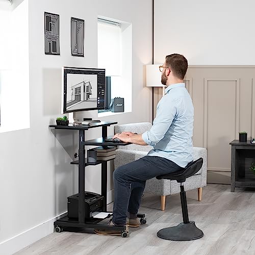 VIVO Black Mobile 28 inch Standing Desk Workstation, CART-V02DB