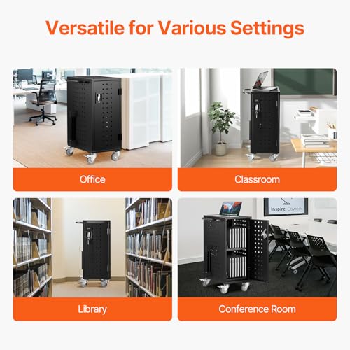 VEVOR 16 Device Charging Station with Lock & Key, Mobile Charging Cart