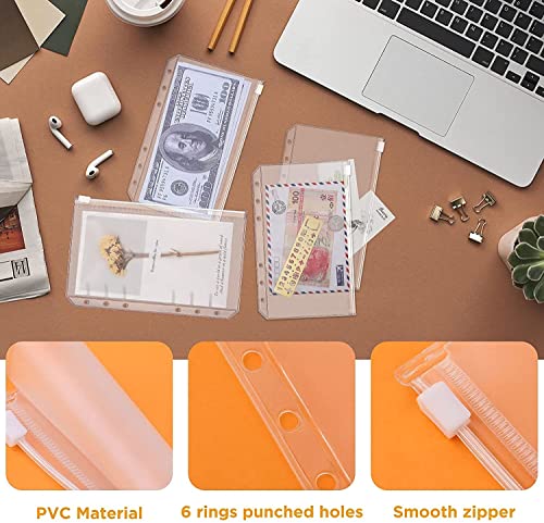 ONMYJFD A6 PU Leather Budget Binder Notebook Cash Envelopes Planner Wallet with Binder Pockets, Expense Budget Sheets, for Money Saving(D)