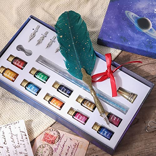 NRFJFOP 1 Set Fountain Dip Pen and Ink Quill Calligraphy makes an gift!