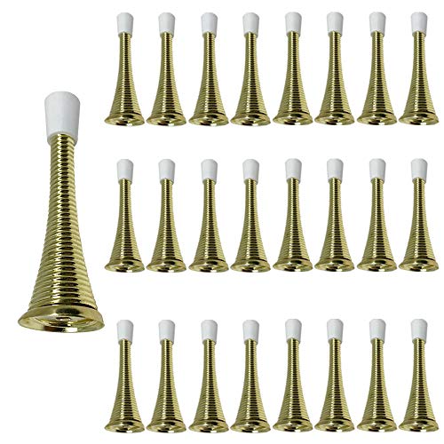Litepak Spring Door Stop 3" Premium Heavy Duty Stopper Steel w/Plastic Bumper (Brass Plated, 96 Pack)