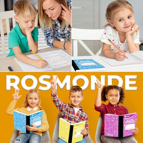 Rosmonde 50 Pack Bulk Composition Notebooks, Primary Ruled, Assorted Colors