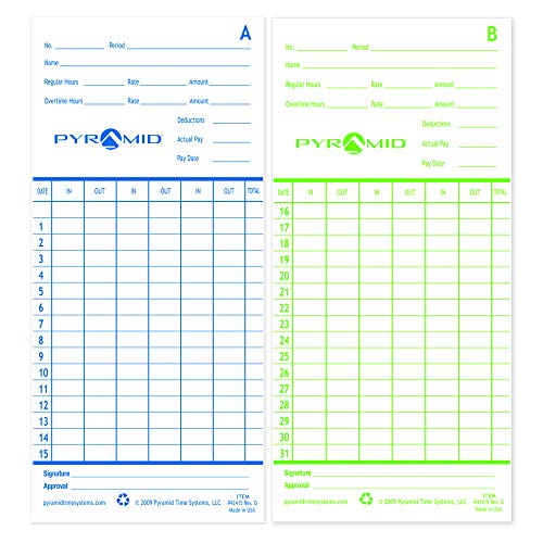 Pyramid Time Systems - Authentic Time Cards (42415PK5) - 500 Cards