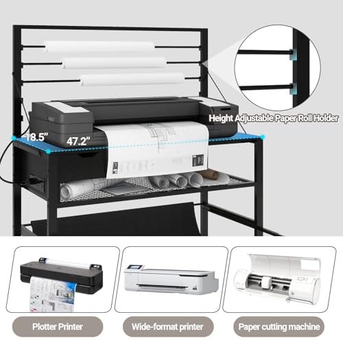 Natwind Wide Format Printer Stand, Plotter Workbench Table,Black