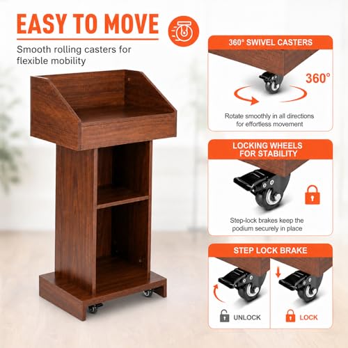 BGEDL Floor Standing Podium Speaking Lectern Stand Portable Podium Stand
