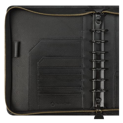FranklinCovey - Tyler Ring-Bound Binder for FranklinCovey Planners | Leather - Zipper Binder (Classic, Black)