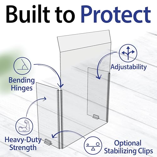 30" x 42" Acrylic Shield Plexiglass Sneeze Guard Barrier w/Angled Top, for Counters, Tables, Checkouts, or Desks - Shields and Protects Employees and Cashiers from Coughing and Sneezing - Made in USA