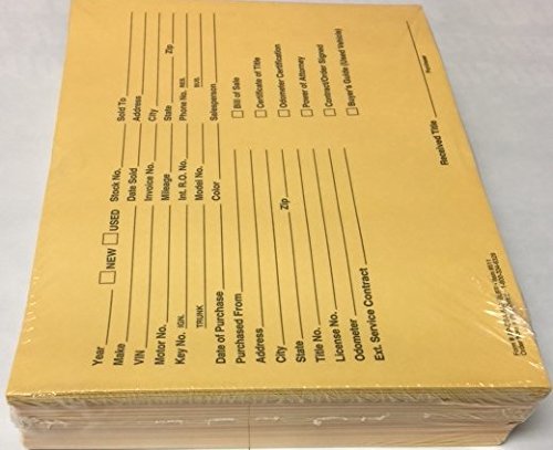 Pre-Printed Vehicle Deal Envelopes Deal Jackets (500 per Box) (Golden Buff) #511 (P12)