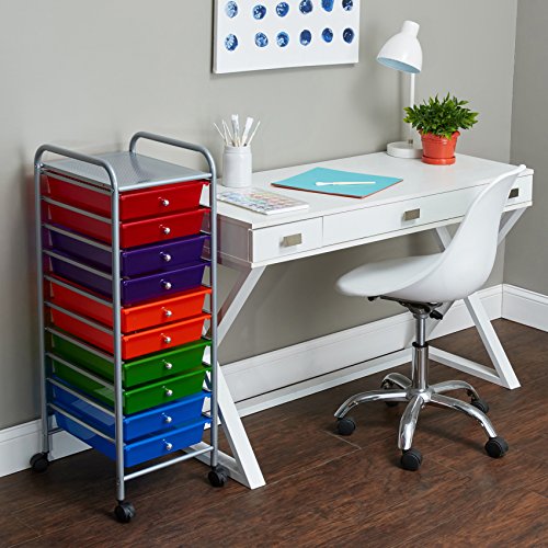 Advantus 10 Drawer Rolling Storage Cart, Multicolor Drawers